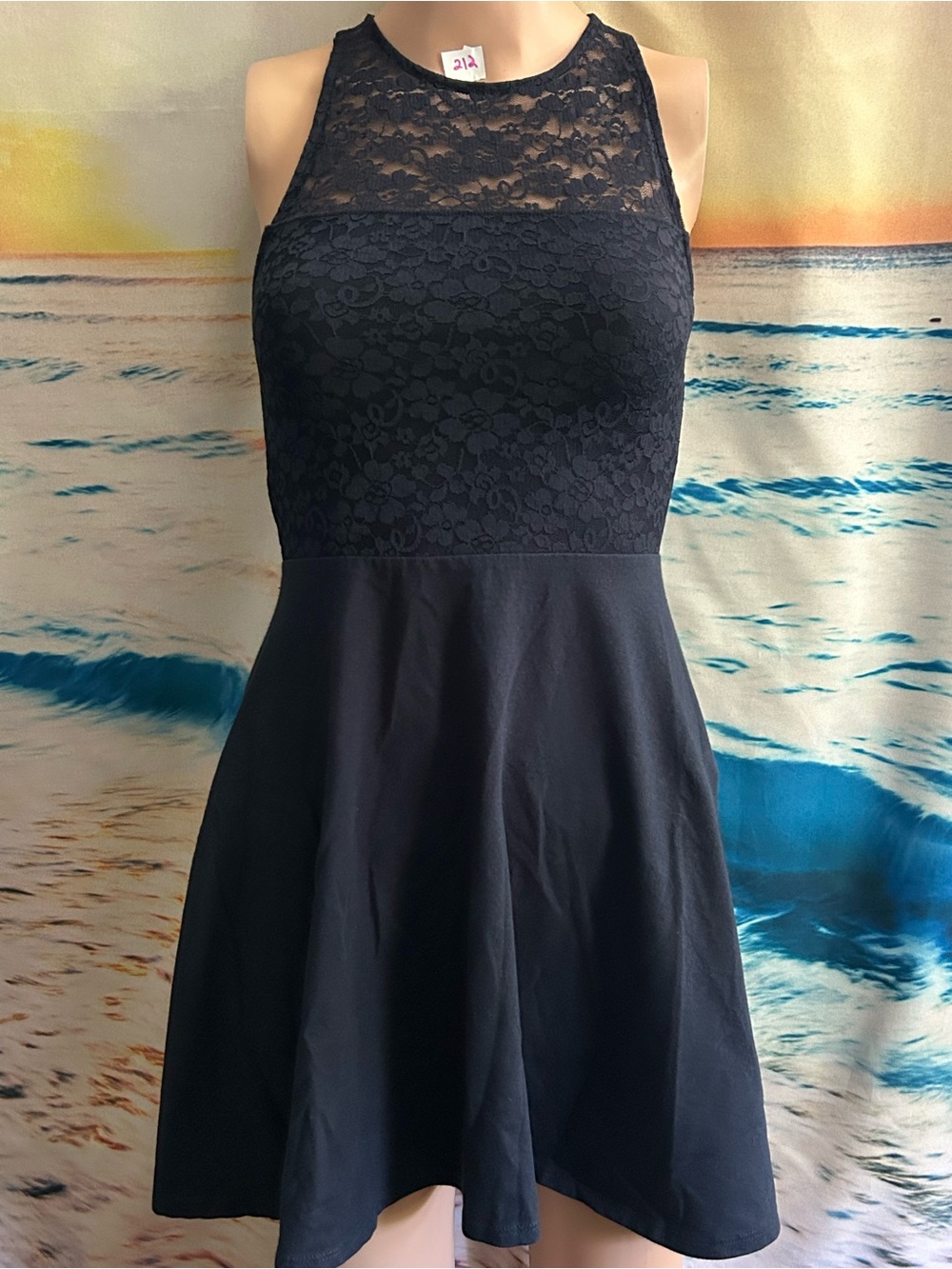 Hollister Black Lace Fit & Flare Dress Women's Sleeveless XS